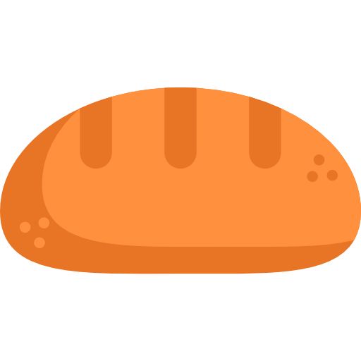 an orange loaf of bread on a white background