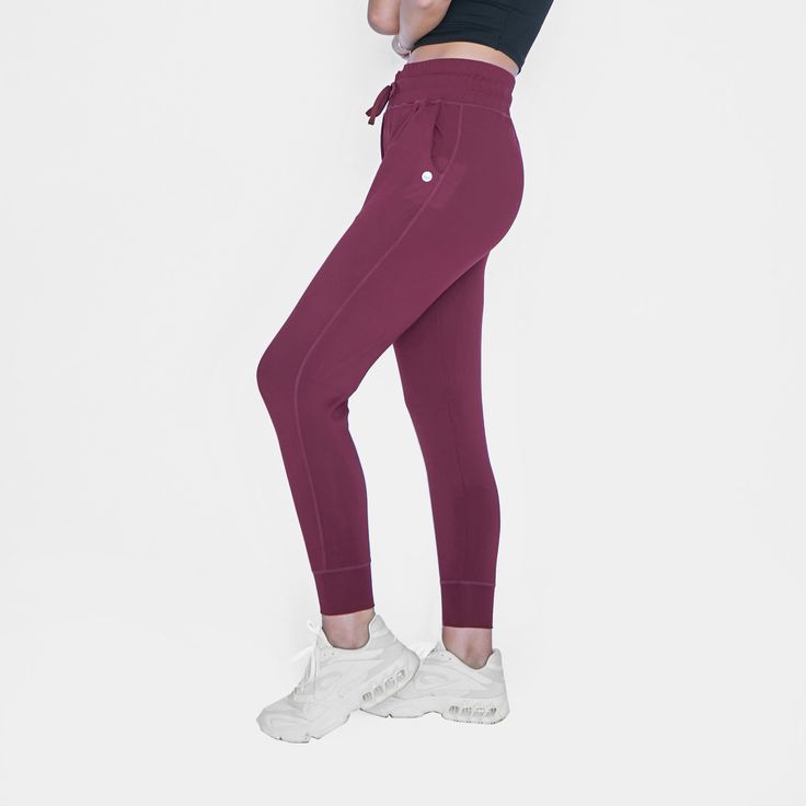 Weekend Joggers - Mulberry – Senita Athletics Comfortable Relaxed Fit Sweatpants For Workout, Casual Yoga Pants With Elastic Waistband For Jogging, Athletic Fit Sweatpants With Comfort Waistband, Sporty Athletic Fit Yoga Pants Sweat Resistant, Athletic Fit Sportswear Sweatpants With Comfort Waistband, Casual Yoga Pants With Ribbed Waistband For Sports, Relaxed Fit Sweatpants With Comfort Waistband For Workout, Comfortable Fit Activewear For Loungewear, Comfortable Moisture-wicking Sweatpants