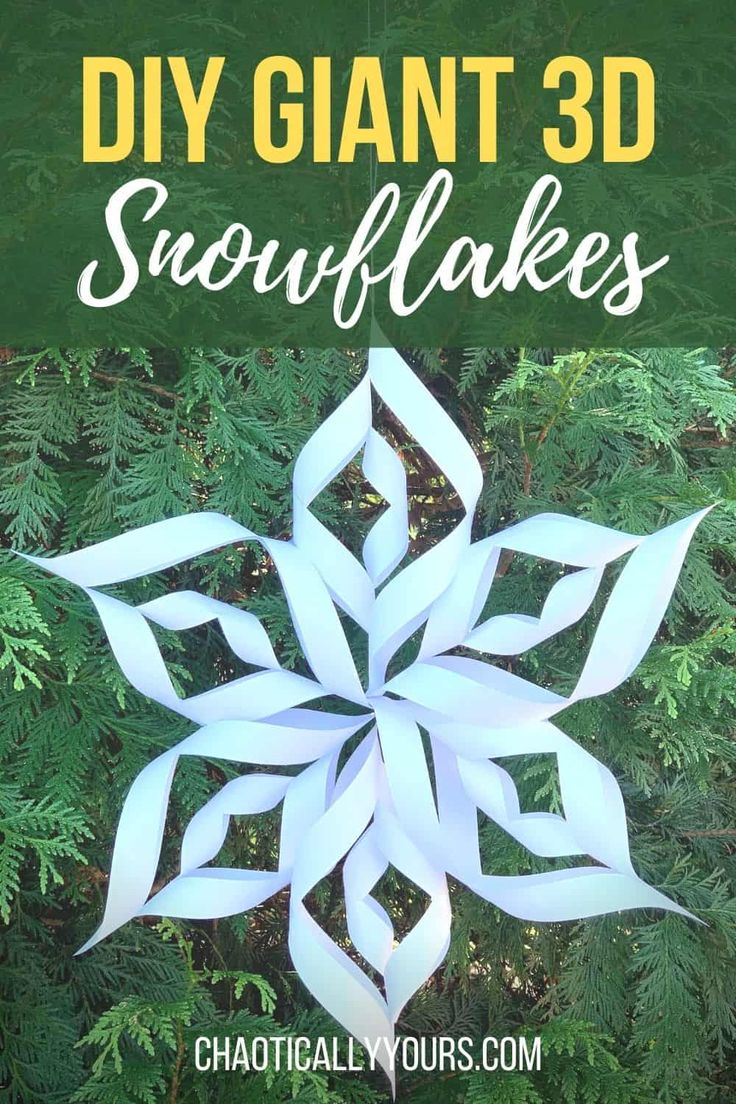 a snowflake made out of white paper with the words diy giant 3d snowflakes