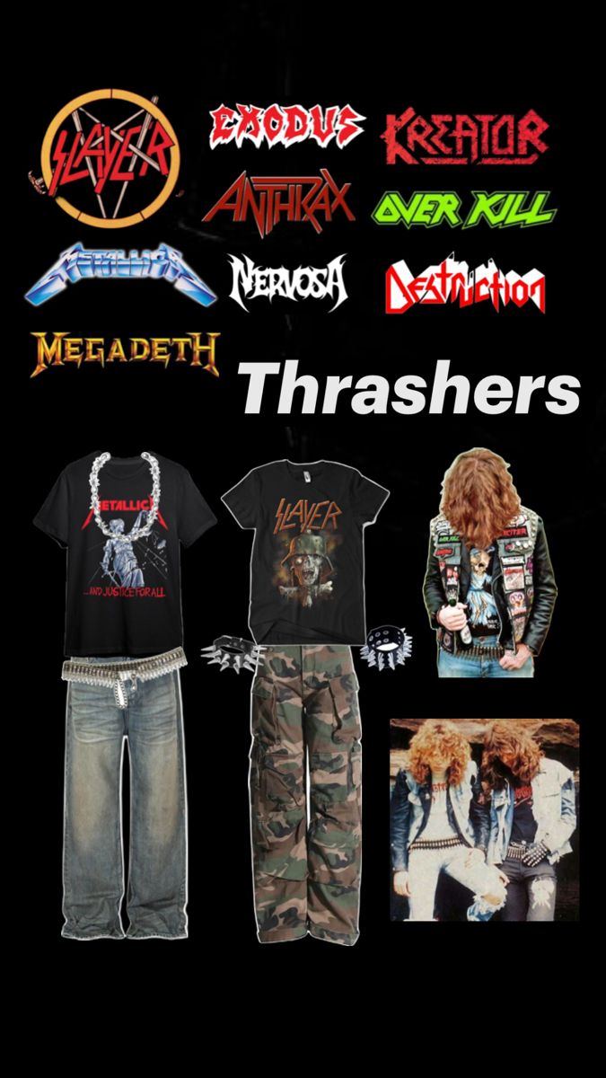 Thrash Metal Style, Metal Outfit, E Boy, Rock Outfits, Metal Fashion, Thrash Metal, Metal Style, Rock N Roll