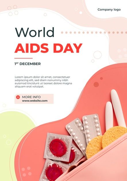 Day Template, Flat World, Aids Day, World Aids Day, Vertical Poster, Poster Template, Graphic Resources, Vector Free, Company Logo