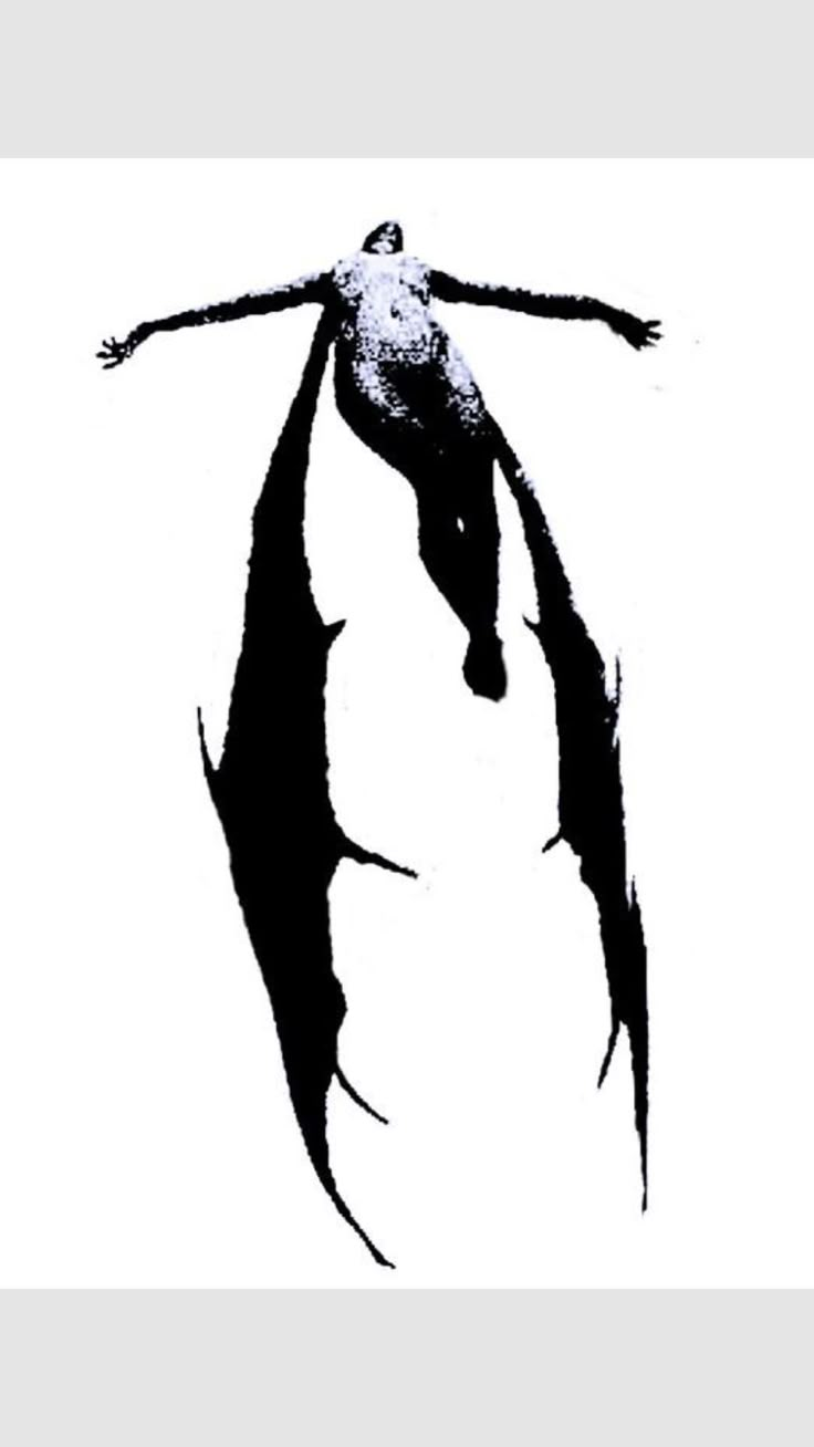 a black and white drawing of a woman with her arms spread out in the air