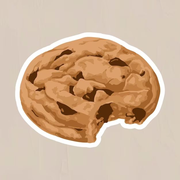 an image of a cookie sticker on a white paper background with brown spots in the middle