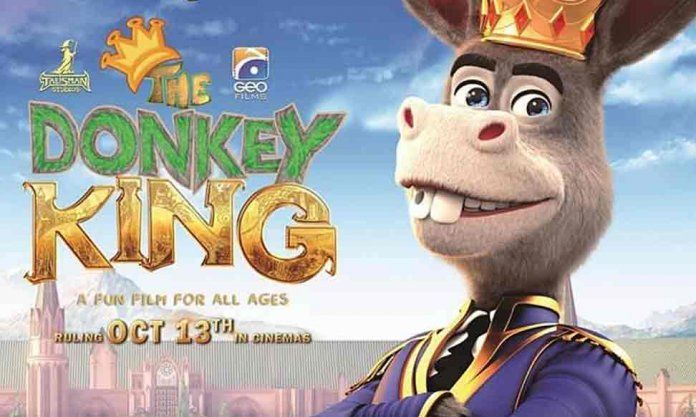 the donkey king movie poster with an animal wearing a crown