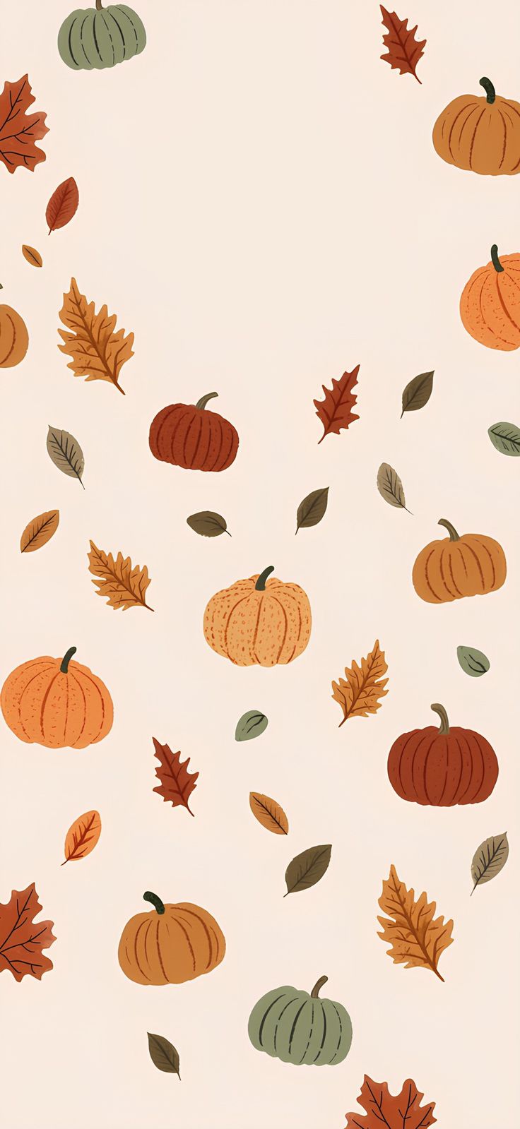 an image of fall leaves and pumpkins flying in the air on a white background