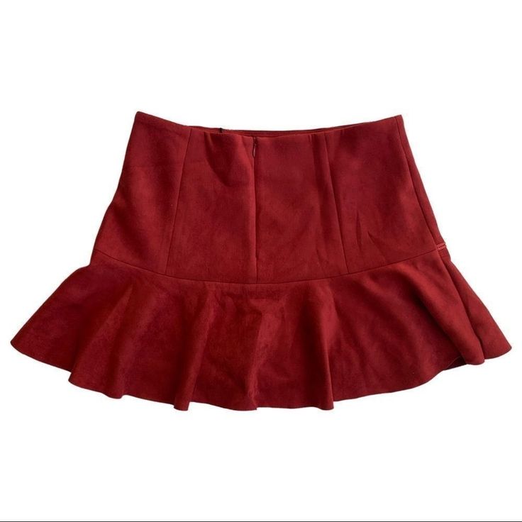 Lavand Faux Suede Burgundy Mini Skirt In Medium Burgundy Mini Skirt, Red Ruffled Skirt For Night Out, Burgundy Lined Mini Skirt, Chic Red Skort For Fall, Burgundy Mini Skirt With Lining, Burgundy Mini Skirt With Lined Detail, Chic Burgundy Lined Skirt, Chic Burgundy Skirt For Spring, Spring Burgundy Mini Skirt