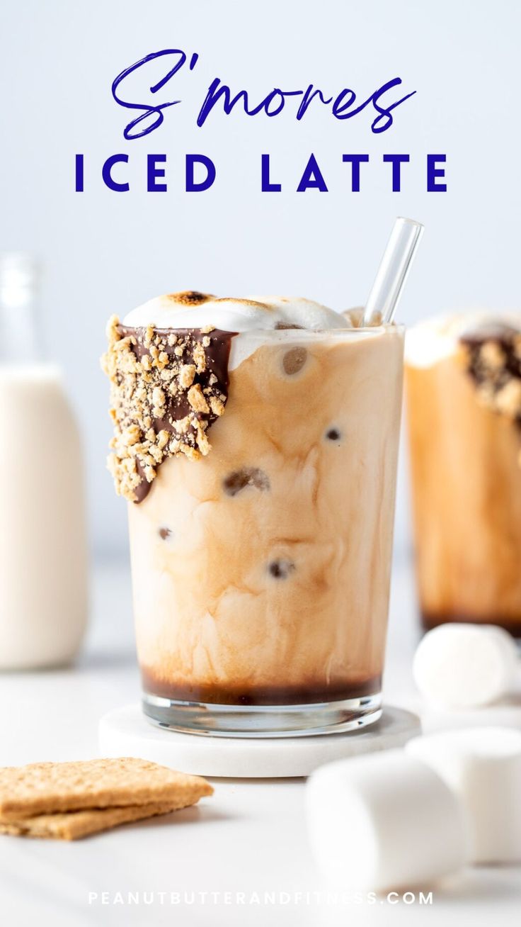 an iced latte with marshmallows, chocolate chips and ice cream in it