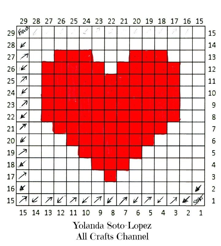 a cross stitch pattern with a red heart on it's center and numbers in the middle