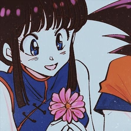 an anime character holding a flower in her hand