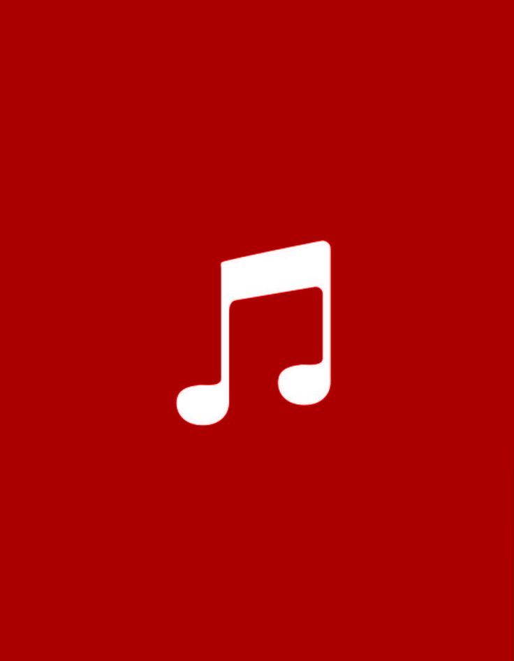 a white musical note on a red background