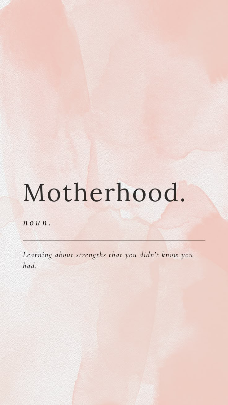 a pink watercolor background with the words motherhood written in black and white on it