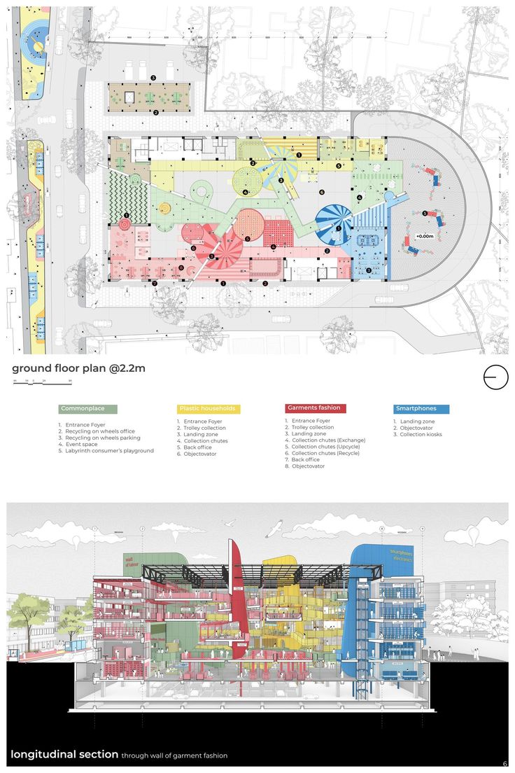 two diagrams showing the different sections of a building