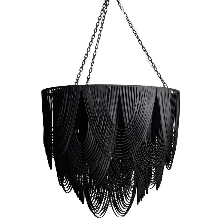 a black chandelier hanging from a chain