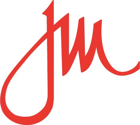 the jw logo is shown in red on a white background, with an upside down letter