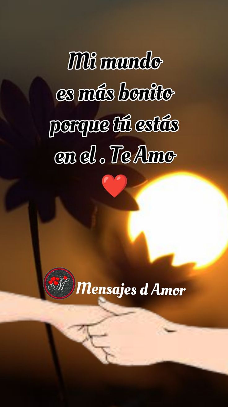 a person holding a flower with the sun in the background and text that reads, i'm mundoe es una bontic