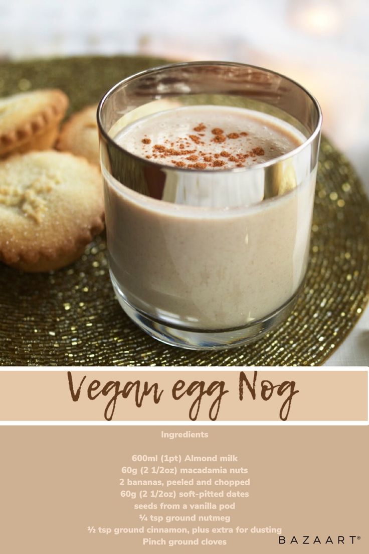 an egg nog recipe on a plate with cookies