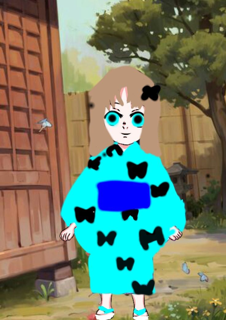 an animated image of a cat in a blue outfit