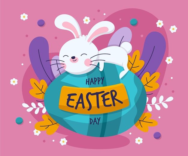 happy easter day with bunny in the egg