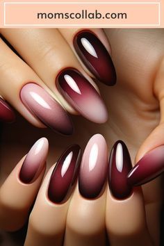 Burgundy Acrylic Nails, Unghie Sfumate, Ombre Nail, Ombre Nail Designs, Makijaż Smokey Eye, Mob Wife, Pink Nail, Luxury Nails, Fancy Nails