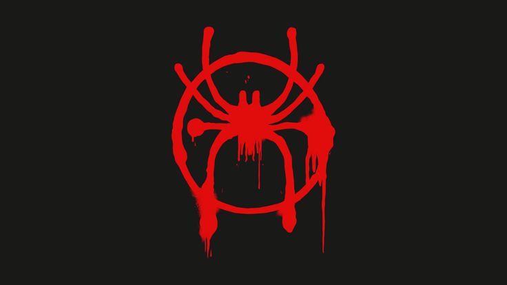 a red spider - man logo is shown on a black background with blood drips