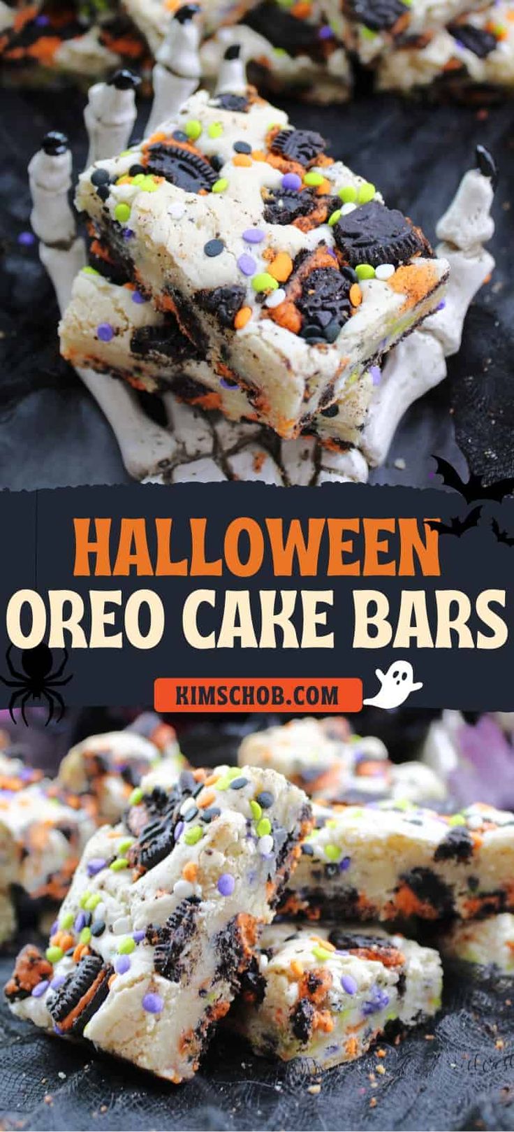 halloween oreo cake bars with sprinkles and candy