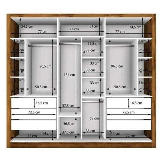 an image of a closet with measurements for the doors and drawers on it's sides