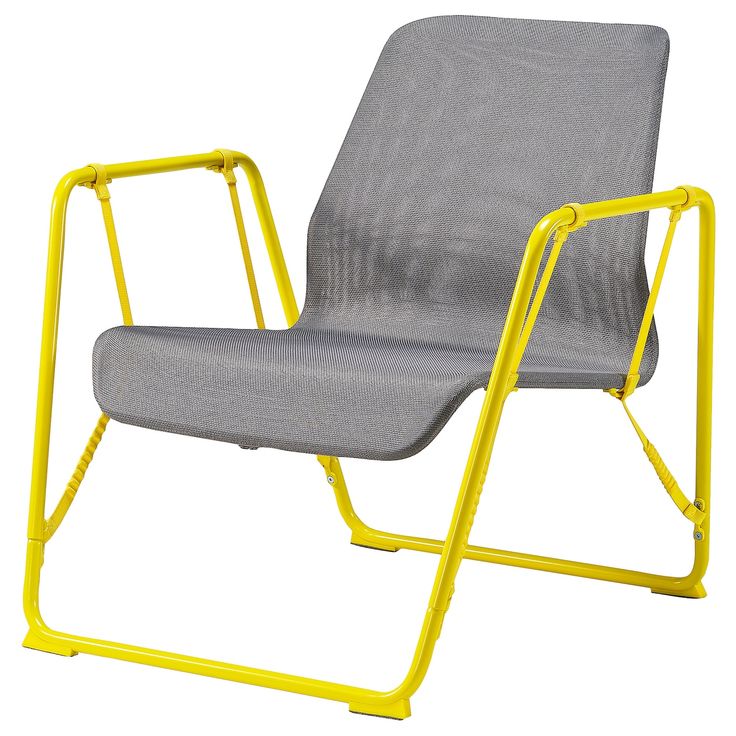 a gray and yellow chair with metal frame on an isolated white background for use in commercial projects