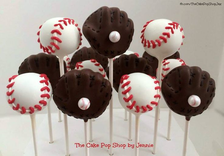 chocolate cake pops with baseballs on them