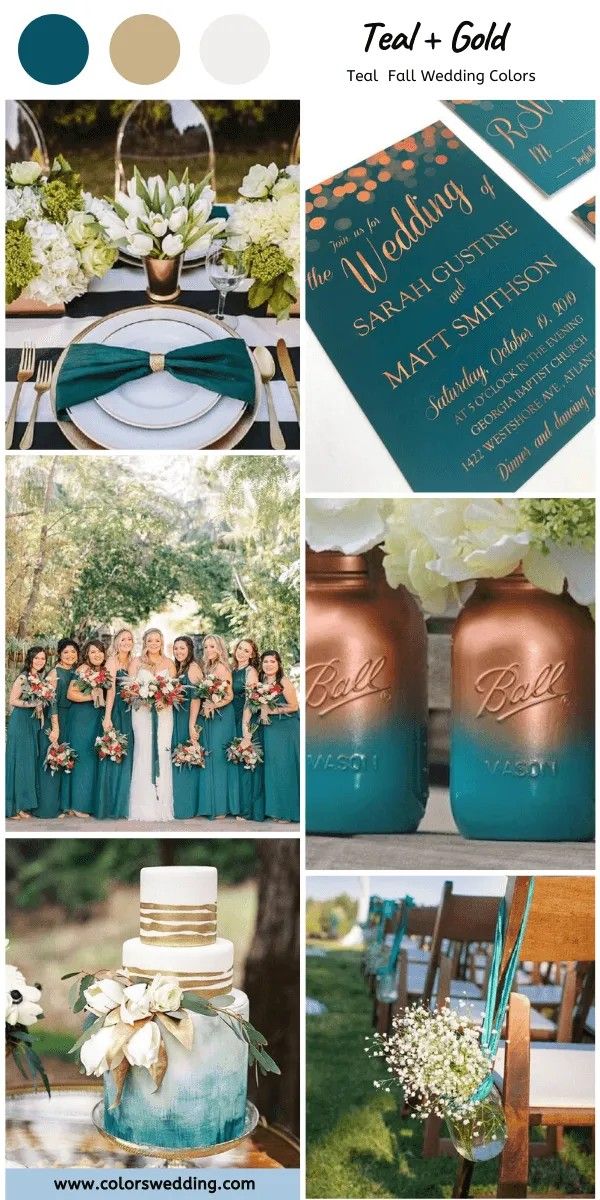 teal and gold wedding color scheme