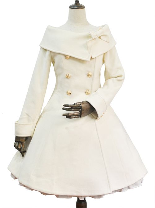 Winter Polychromatic Optional Wool Double-breasted Lolita Coat Fantasy Winter Outfits, Victorian Winter Fashion, Marshmallow Outfit, Heaven Clothes, Winter Dinner Outfit, Double Breasted Long Coat, Cute Coats, Old Fashion Dresses, Winter Dinner