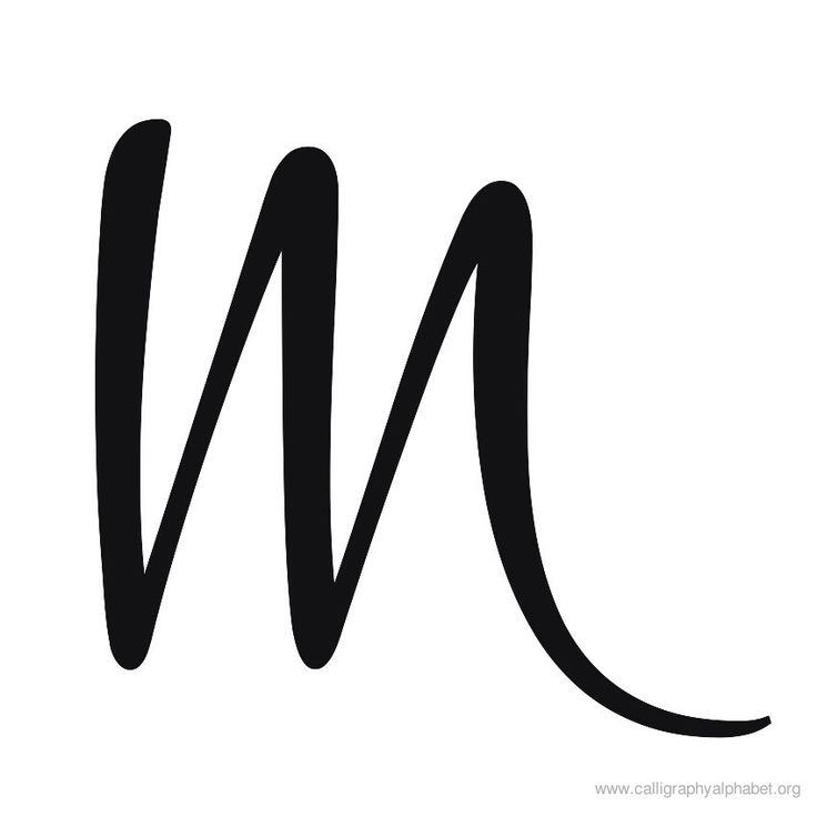 the letter m is made up of black lines on a white background, and it appears to be in cursive font