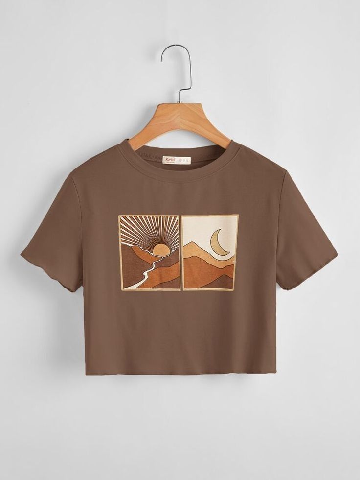 Moon Graphic, Trendy Fashion Tops, Tomboy Style Outfits, Mocha Brown, Crop Top Outfits, Tween Outfits, Fashion Hacks Clothes, Swaggy Outfits, Really Cute Outfits