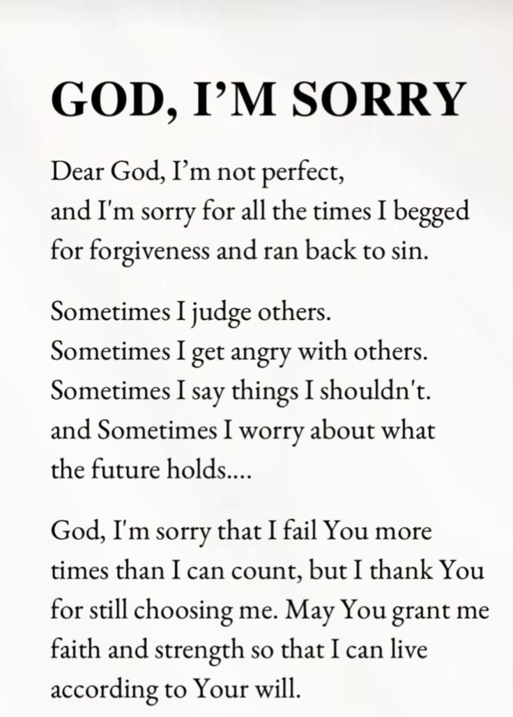 a poem written in black and white with the words god, i'm sorry