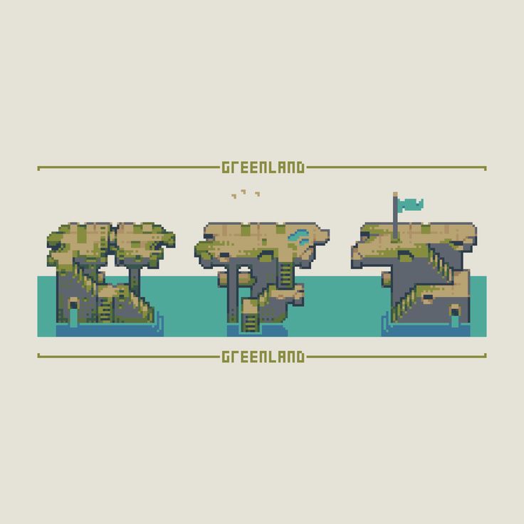 an old pixel art style map with trees and water in the foreground, on top of