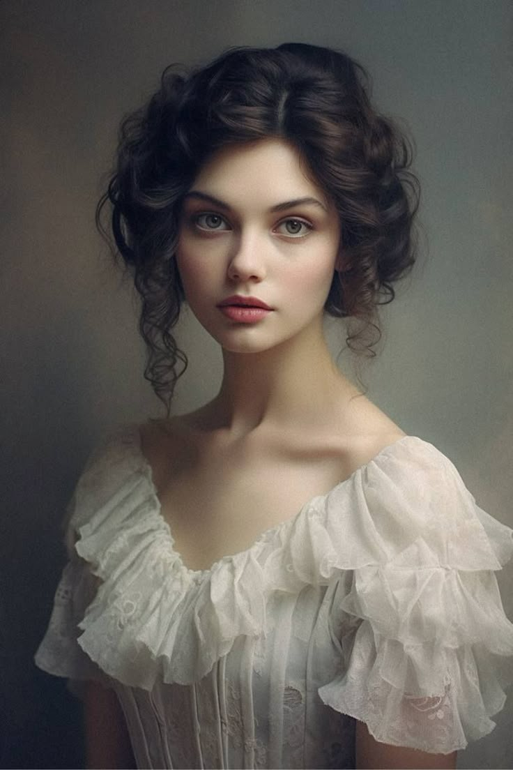 a woman with curly hair wearing a white dress