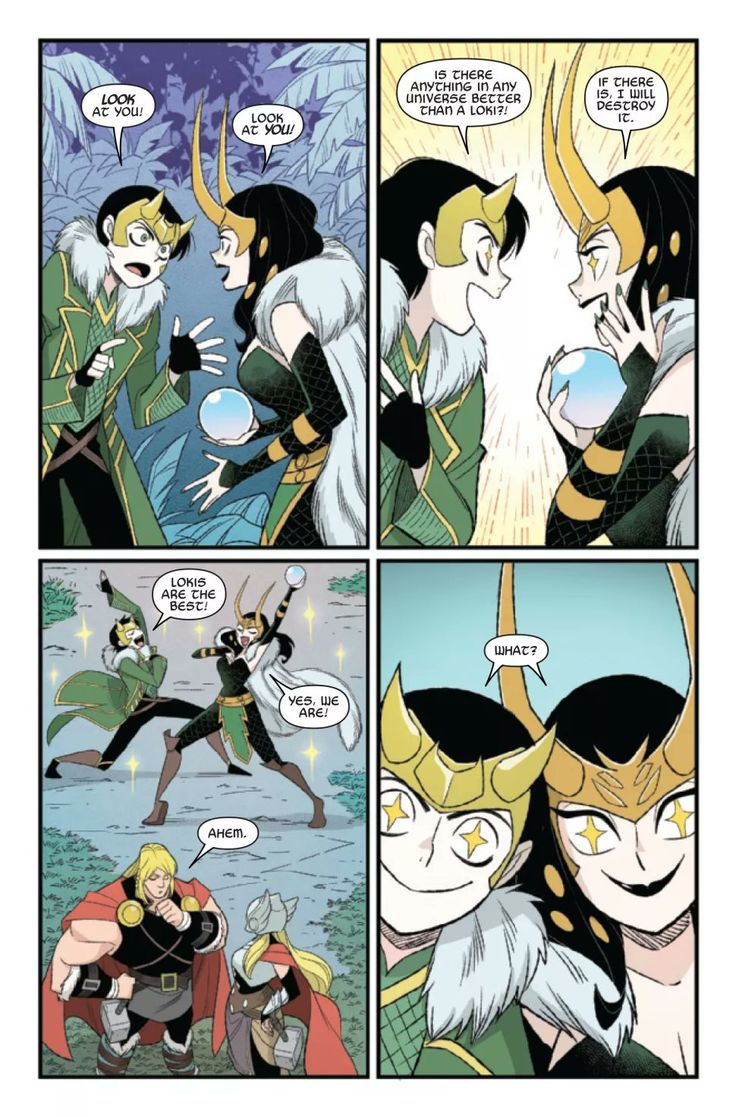 a comic strip with loki and loki's face in the center, one is talking to