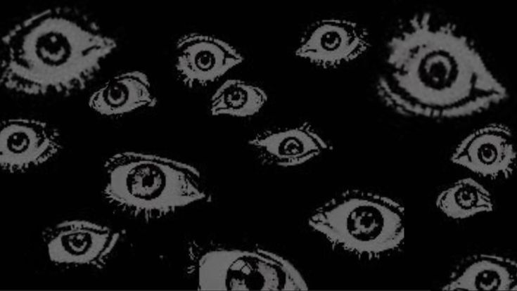 an eye pattern is shown in black and white, with the eyes drawn on it