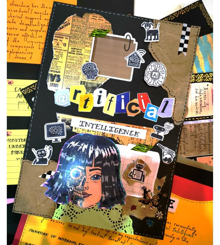 a collage of pictures and papers with words on them