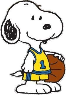 a cartoon dog with a basketball jersey on