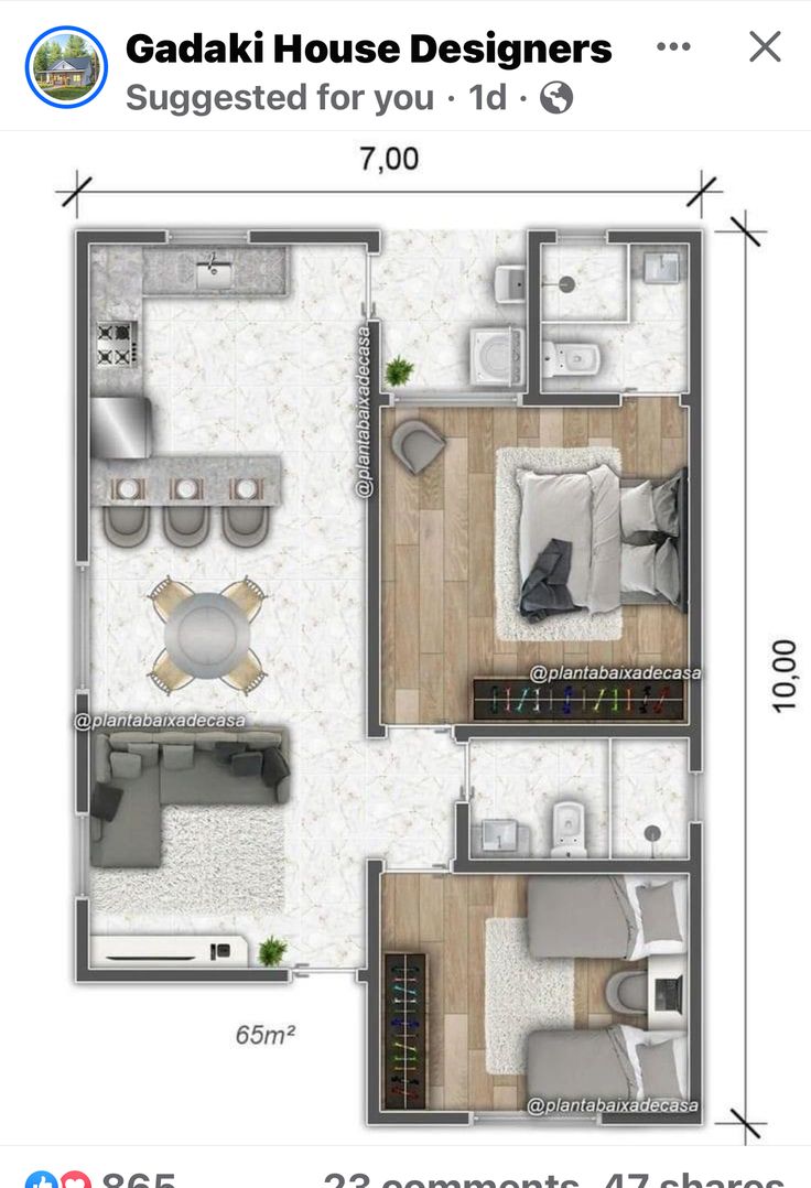 the floor plan for a small apartment with two bedroom and one living room in it