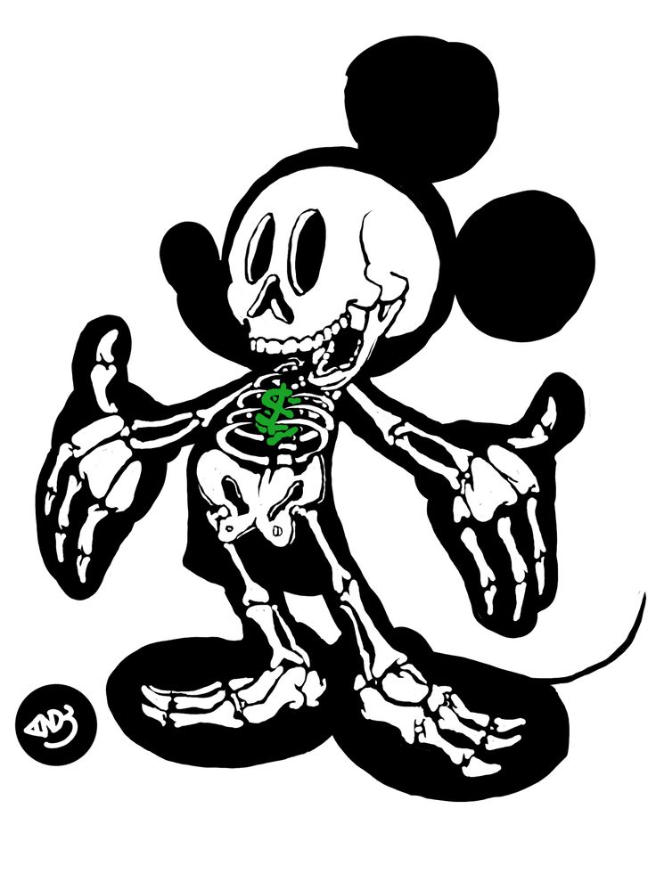 the skeleton mickey mouse is playing with a green ball