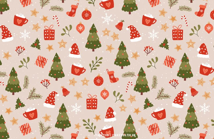 seamless christmas pattern with presents and trees