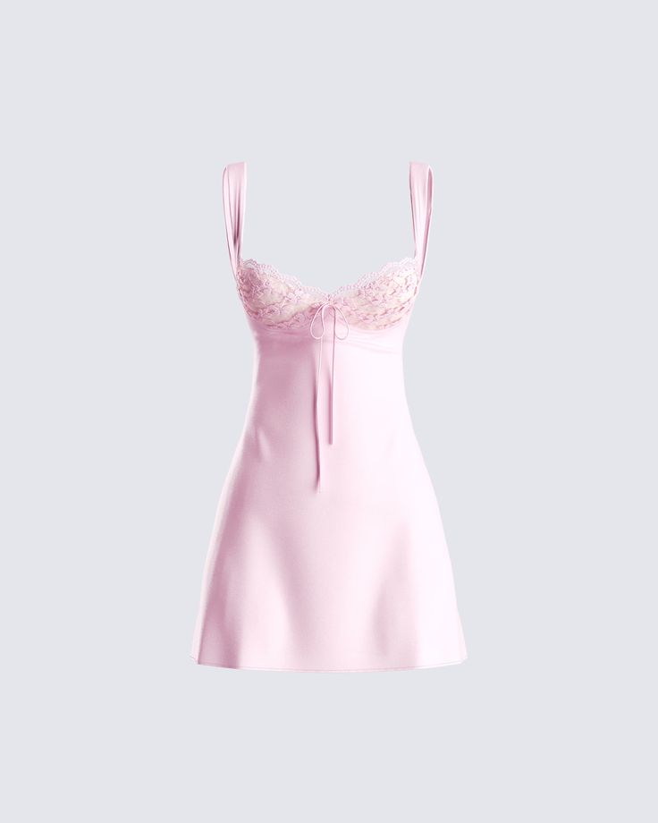 Our MABEL dress, now in pink for all our barbies 💅 Complete with a satin bow front detail, an A-line style, and lace overlays at bust cups - this dress is really all you need for all your doll activities 💗 Baby Pink Hoco Dress, Doll Activities, Short Dresses Pink, Aura Points, Pink Hoco Dress, Mini Pink Dress, Girl Draw, Positive Aura, Pink Mini Dress