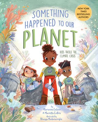 the book cover for something happened to our planet, with three children standing in front of them