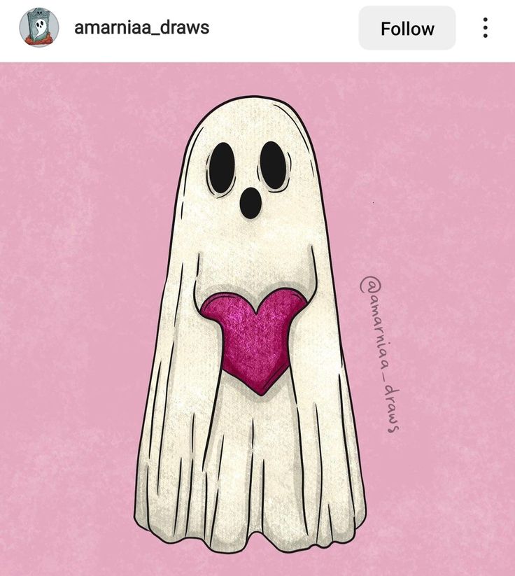 a cartoon ghost with a heart on its chest