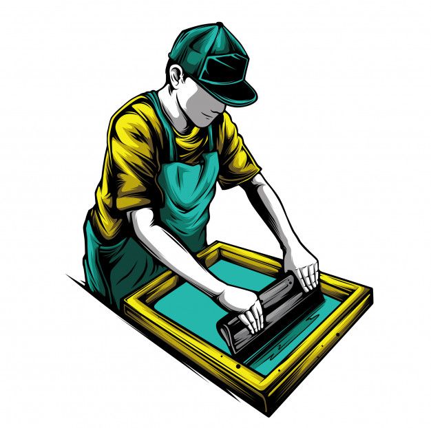 a man in green and yellow shirt using a machine