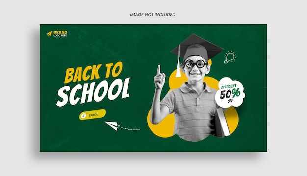 the back to school banner is shown with an image of a man holding a black umbrella