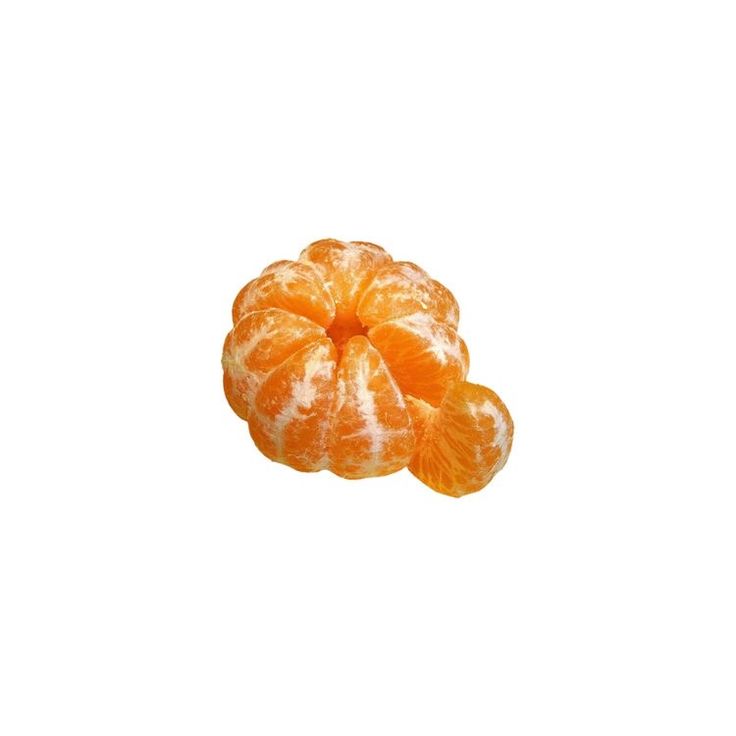 an orange sliced in half on a white background