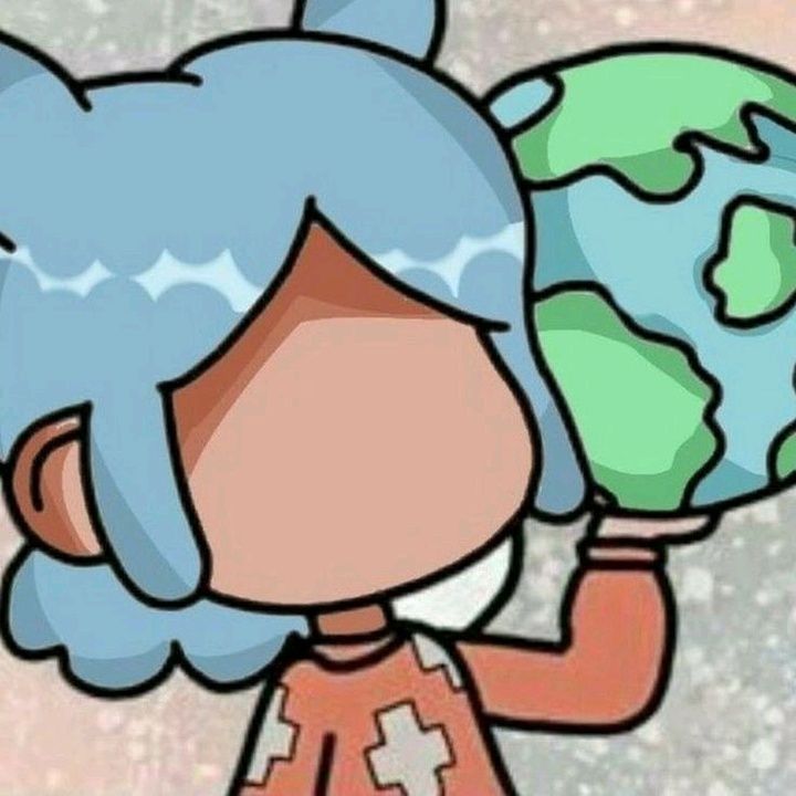 a cartoon girl holding up a globe in her hands