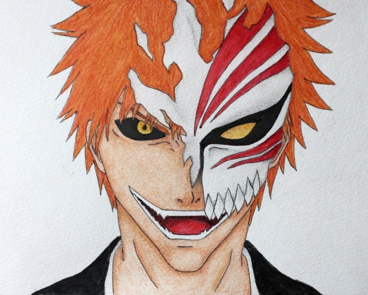 a drawing of an anime character with orange hair and yellow eyes is shown in this image